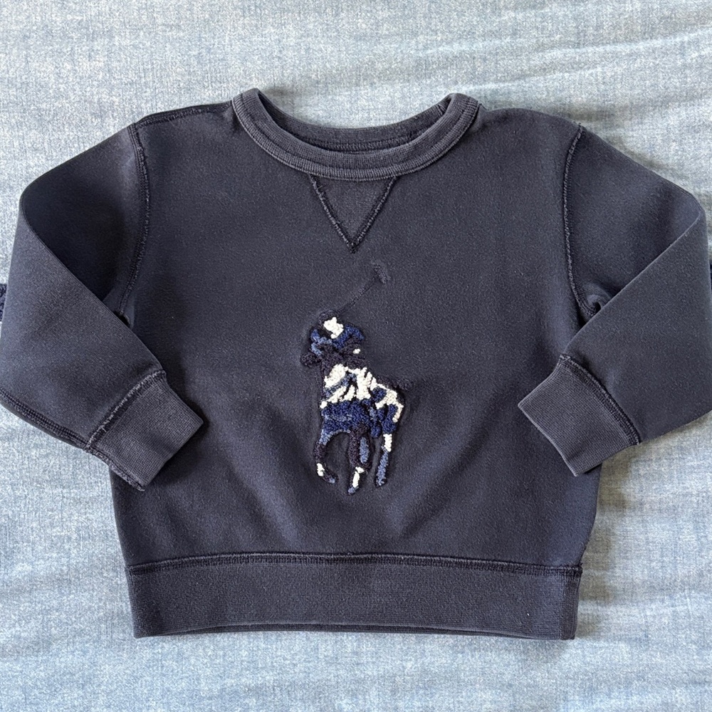 Ralph Lauren Blue Camo Big Pony Double-Knit Navy Sweatshirt